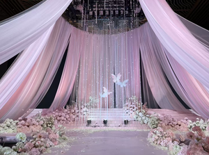 Toile de fond en tulle sur mesure pour scène de <span class=keywords><strong>mariage</strong></span>, rideaux en gaze, décorations, mise en scène d'anniversaire, fond pour diffusion en direct - Product Image 6