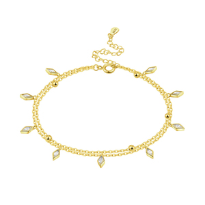 Cadenas de Pie Plateadas <span class=keywords><strong>con</strong></span> Dijes de Corazón de Circonia y Oro de 18k, a la Moda para la Playa en Verano - Product Image 5