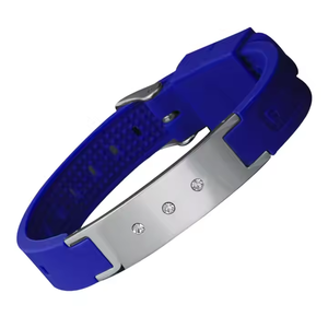 Bracelets de santé classiques en acier inoxydable avec logo personnalisé, 4 en 1, à base d'éléments bioénergétiques et de zircon, collection Hottime - Product Image 4
