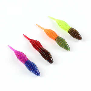 Topline 10 pièces/ensemble 50mm 1g Double couleur ver larve leurres souples Wobblers basse carpe Pesca <span class=keywords><strong>Wacky</strong></span> vers - Product Image 5