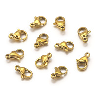 Vente en gros de fermoirs à ressort en acier inoxydable 304 plaqué or 18 carats PVD pour la fabrication de bijoux, accessoires pour colliers
