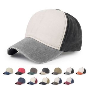Casquette de baseball pour homme, ensemble de cinq pièces, assortie aux couleurs, effet vieilli, avec trous, protection solaire - Product Image 1