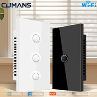 Sakelar Multi Gang ZigBee WiFi Kualitas Terbaik OEM US Panel Sentuh Alur Cekung untuk Kontrol Jarak Jauh APP Rumah