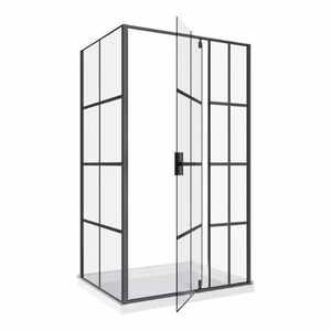 Puerta <span class=keywords><strong>de</strong></span> ducha enmarcada en negro con apertura <span class=keywords><strong>de</strong></span> bisagra única, ducha rectangular, <span class=keywords><strong>baño</strong></span>, puerta pivotante <span class=keywords><strong>de</strong></span> vidrio <span class=keywords><strong>de</strong></span> aluminio disponible en el Reino Unido - Product Image 1