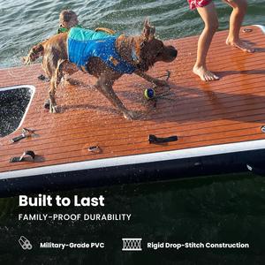Plataforma Flotante Inflable Ecológica y Duradera para Jugar en el Agua, Escalera Plegable de Color Madera, Plataforma Flotante para Piscina, para <span class=keywords><strong>Perros</strong></span> - Product Image 2