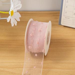 Ruban en organza floqué à pois de 2,5/3,8 cm, magnifique, pour nœuds de cheveux et décoration de bouquets de mariage, 10 yards par rouleau, vente en gros - Product Image 4