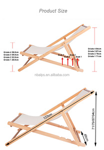 Venta al por mayor solo ajustable bajo Sling teca Salón al aire libre Chaise De Plage En Bois cubierta de lona plegable Silla de playa de madera - Product Image 3