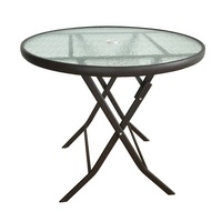Table de jardin pliante ronde avec trou pour parasol, vente en gros, mobilier d'extérieur très demandé