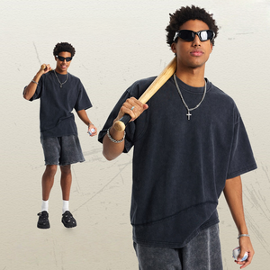 T-Shirt da <span class=keywords><strong>Uomo</strong></span> <span class=keywords><strong>di</strong></span> <span class=keywords><strong>Tendenza</strong></span> in Cotone Lavato DTG, Manica Corta, 100% Lavorato a Maglia, Stile Retrò Ampio con Collo Tondo Traspirante - Product Image 4