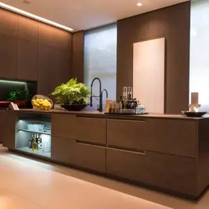 Unit Dapur Prefab Gaya Modern Sederhana Cahaya Kayu Ek Desain Kabinet Dapur Laminasi Kabinet Dapur Di Karachi