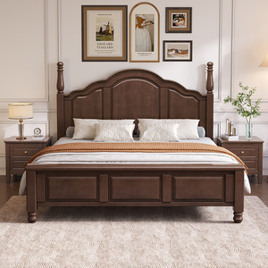 Cama de Madera Maciza Dazhang Jiaju de 1.8m con Almacenamiento, Muebles de Dormitorio, Estilo Rústico Americano - Product Image 2