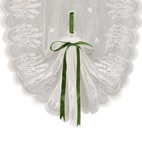 Rideaux semi-occultants modernes en polyester uni tricoté chaîne, avec dentelle, installation par tringle, pour salon
