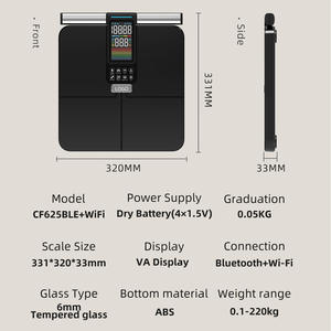 Balance connectée intelligente Uniqus 320 mm carrée à détection tactile Bluetooth avec écran couleur grande capacité - Product Image 2