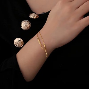 Pulsera de plata 925 chapada en oro de 18 quilates, joyería para mujer, tira trenzada de plata de ley, pulsera de cadena de doble caja, joyería al por mayor - Product Image 2