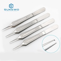 Pinces chirurgicales vétérinaires en acier inoxydable KEWO avec pointes fines et dentelées, certifiées ISO, conçues pour les animaux de compagnie