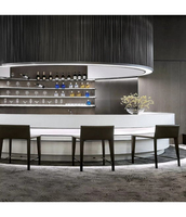 Comptoir de bar domestique en pierre artificielle avec éclairage LED intégré, design moderne, écologique, pour entrée de sous-sol, finition ultra brillante, garantie 10 ans