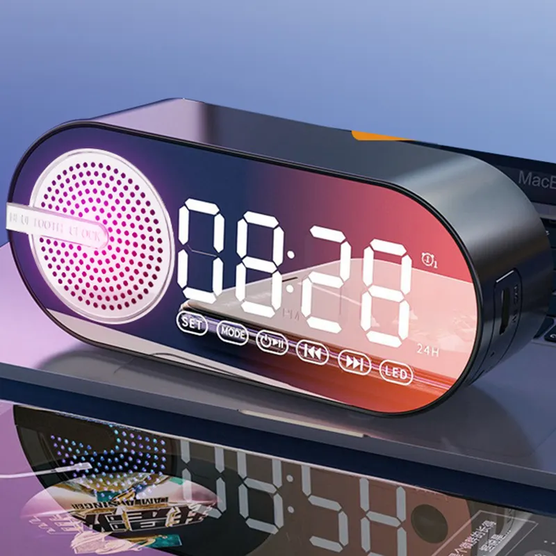 Alibaba en çok satan ürün ucuz bas dijital ekran çizim ile Stereo taşınabilir kablosuz Mini Bluetooth çalar saat