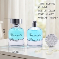 Flacon de parfum en verre incurvé rond de 50 ml avec bouchon en marbre naturel, logo personnalisé, flacon pulvérisateur de parfum vide