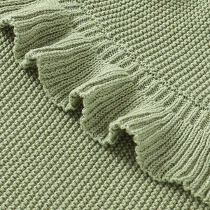 Manta de bebé de algodón orgánico Mimixiong manta de seguridad de punto para recién nacidos Color sólido volantes Babe Swaddle Wrap OEKO-TEX Babydecke - Product Image 4