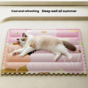 Tapis rafraîchissant en soie glacée pour animaux de compagnie, lit pour chat, coussin en gel d'été pour chiens et chats, tapis de couchage pliable antidérapant et rafraîchissant XS-XXL OEM - Product Image 2