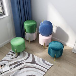 Nordic Shoe Changing Clothing Store Stool Household Simple <strong>Small</strong> Round Online Celebrity Sofa Stool Light Luxury <strong>Footstool</strong> - Product Image 4