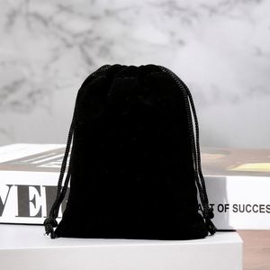 In Stock Recyclable Black Velvet <b>Drawstring</b> <b>Bags</b> Present Velour Jewelry <b>Bags</b> 10x15cm for Jewelry Candy Christmas Party Favor <b>Bag</b> - Product Image 3