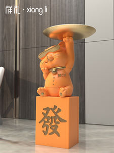 เครื่องประดับรูปปั้นเรซินสุดสร้างสรรค์สำหรับแมวโชคดีที่พื้นถึงเพดานของตกแต่งบ้านของขวัญขึ้นบ้านใหม่ - Product Image 1