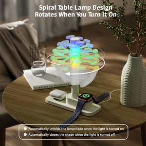 Spiral Tree Kabellose Lade-LED-Schreibtischlampe 15W Qi Touch Dimmbar RGB Nachttischlampe Raumdekor Bettseitenleuchte Modern 12V Typ C - Product Image 5