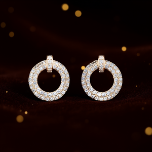 Orecchini a Cerchio E2707 Placcati in Oro Rosa con Cristalli, Gioielli di Lusso da Donna per Uso Quotidiano, in Lega di Zinco con Micro Incastonature - Product Image 2