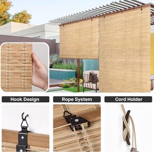 Hiện đại ngoài trời không thấm nước tre lăn Shades với đồng bằng kỹ thuật chống cháy & chống UV bảo vệ cho bên ngoài Patio - Product Image 4