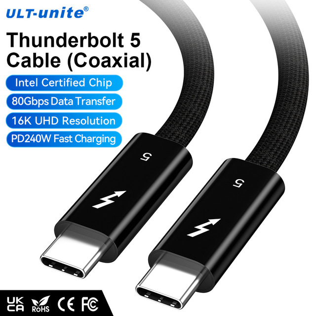 Thunderbolt 5 Cable 240W Fast Charge 120Gbps 16K30Hz Braided