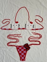 Maillot de bain sexy pour femmes, micro mini string, carreaux roses, crochet fait main, ensemble bikini, maillots de bain pour femmes