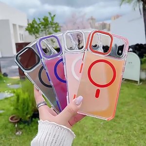 Từ Gradient Kim Loại Máy Ảnh Khung Nút Mềm <span class=keywords><strong>TPU</strong></span> PC Trường Hợp Điện Thoại Cho Iphone 17 16 15 Pro Max 17 Không Khí 16 Cộng Với Vỏ Điện Thoại - Product Image 2