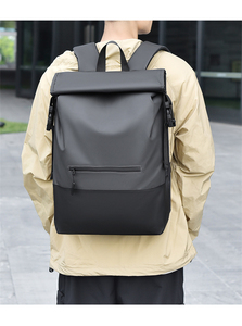 Sac à dos d'affaires de luxe léger et fin, imperméable, extensible, bleu uni, à rabat - Product Image 6