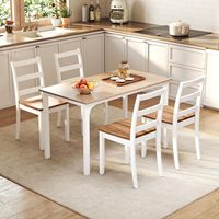 Chaise de salle à manger rustique en bois massif de caoutchouc, ensemble de chaises de cuisine avec coussin rembourré, support dorsal robuste et durable, garantie 1 an