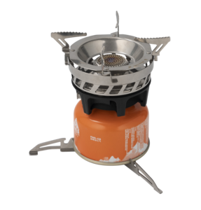 Support de réservoir de <span class=keywords><strong>gaz</strong></span> pliable en acier inoxydable, conception trépied légère (41g), moderne, personnalisable OEM, idéal pour la randonnée et le camping en extérieur - Product Image 2
