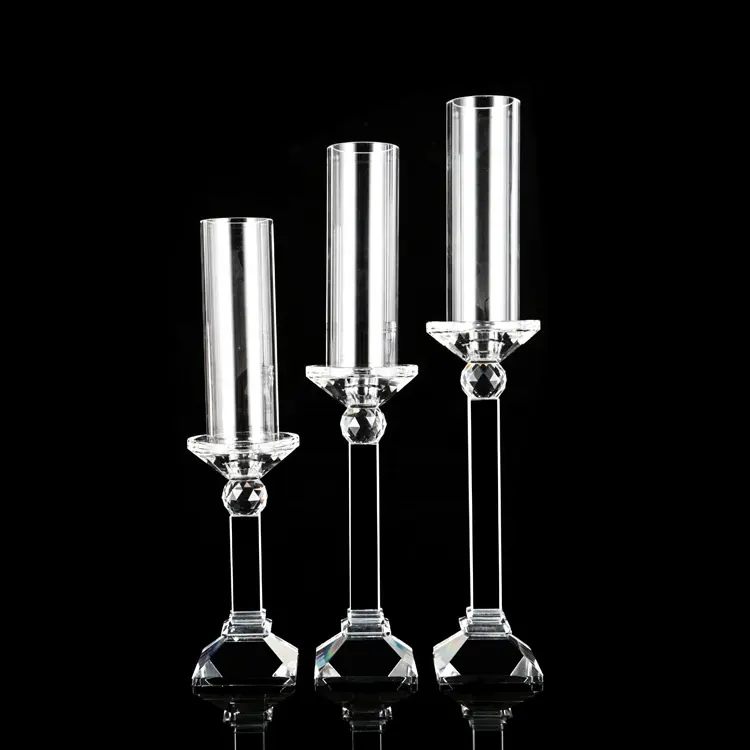 Candelabro de cristal de tubo para decoración del hogar, portavelas de cristal europeo, venta al por mayor