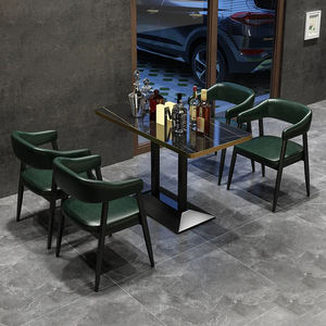 Wholehouse Retro Cafetería Restaurante Bar Muebles Tapicería Silla de comedor Sofá de cuero Cabina Asientos Muebles de mesa negros - Product Image 6