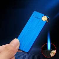 8mm torche Ultra fine bleu flamme coupe-vent briquet réglable galvanoplastie micro torche briquet pour hommes