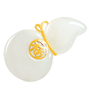 Collier pendentif en jade blanc et jadéite, en matériau ancien naturel, serti d'or véritable 18 carats avec pierres de jade. - Product Image 2