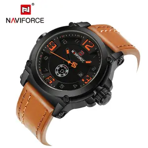 Naviforce นาฬิกาข้อมือแฟชั่นสำหรับผู้ชาย,นาฬิกาควอตซ์ Relogio Masculino นาฬิกาข้อมือผู้ชายสายหนังกันน้ำรุ่นใหม่ปี9099