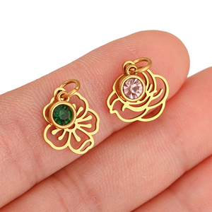 12 breloques fleurs pierres <span class=keywords><strong>de</strong></span> <span class=keywords><strong>naissance</strong></span> en acier inoxydable, pendentifs en cristal, breloques florales ajourées, colliers, fournitures <span class=keywords><strong>de</strong></span> fabrication <span class=keywords><strong>de</strong></span> bijoux DIY - Product Image 4