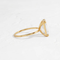 Bague de fiançailles solitaire en or massif 14K/18K avec émeraude de 2 carats et diamant de laboratoire à quatre griffes, certifiée IGI CVD/HPHT, personnalisable