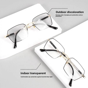 Nouvelles lunettes de lecture intelligentes photochromiques unisexes sans monture anti-lumière bleue haute définition pour <span class=keywords><strong>personnes</strong></span> d'âge moyen et âgées à visage carré - Product Image 3