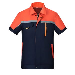 المصنع مباشرة تصميم مخصص عاكس السلامة مجموعة ملابس العمل دائم القطن موحدة قصيرة/طويلة الأكمام لغسيل السيارات حقل النفط - Product Image 4