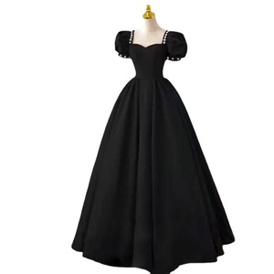 Black Evening Gown Empire Waist Sweetheart Neckline Long Dress Vintage Style For Coming Of Age Ceremony - Product Image 5