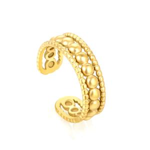 Bague ajustable ouverte en acier inoxydable plaqué or PVD 18 carats, motif géométrique multicouche évidé, bijoux fantaisie pour femme - Product Image 1