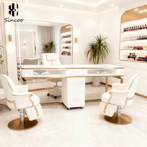 Factory Direct Modern Salon Manicure Furniture Marble <b>Nail</b> <b>Desk</b> Tables With Dust Collector Single Double Seat <b>Nail</b> Art Table - Product Image 4