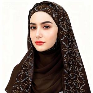 Nouveau Hijab Imprimé Tendance pour Femmes Musulmanes, Écharpe Chaude en Jersey Liquide, Voile de Tête en Gaze, Style Ethnique Meracchi - Product Image 2