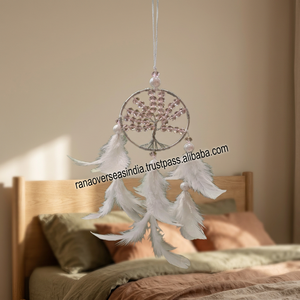 Attrape-rêves artisanal écologique avec de grandes perles et des plumes pour balcon, jardin, fête, mariage et décoration intérieure - Product Image 2